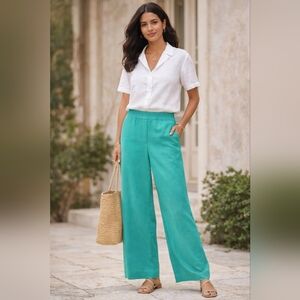 J. Jill Elegant Teal Wide-Leg Pants NWT